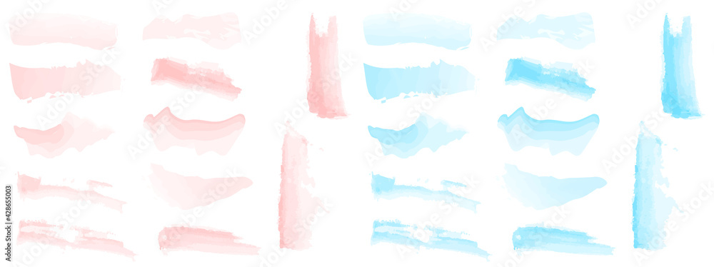 Set of pink and blue pastel watercolor brushstrokes, hand drawing gradient background for text, landing page, presentation design, flyers, banner, flyer, business card Set of pink and blue pastel watercolor brushstrokes, hand drawing gradient background for text, landing page, presentation design, flyers, banner, flyer, business card