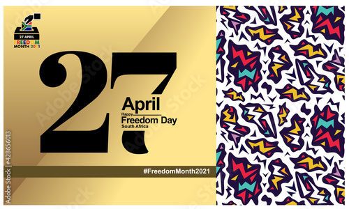 South Africa freedom day logo. Graphics illustration of the 2021 logo of ceremonial National day. Logo with African Traditional Colors and Design. Vector for poster, background and more.