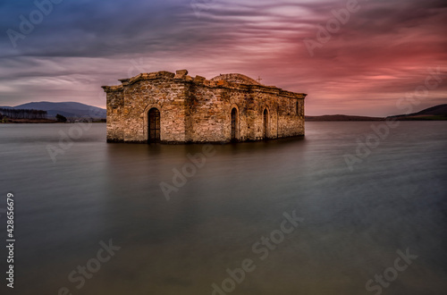 Submerged Church at sunset