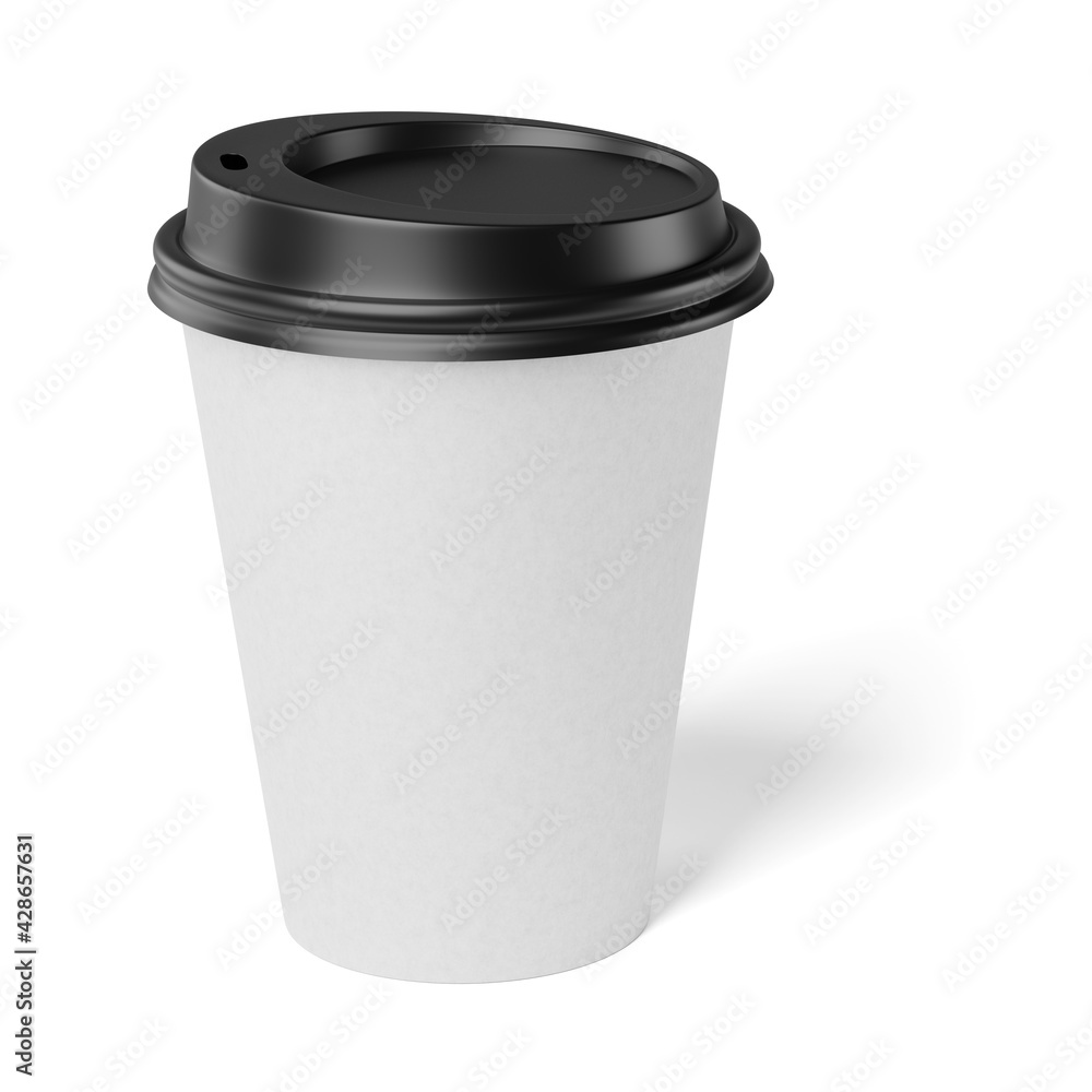 Blank white coffee paper cup isolated on white background. 3d endering mock up. Blank white coffee paper cup isolated on white background. 3d endering mock up.