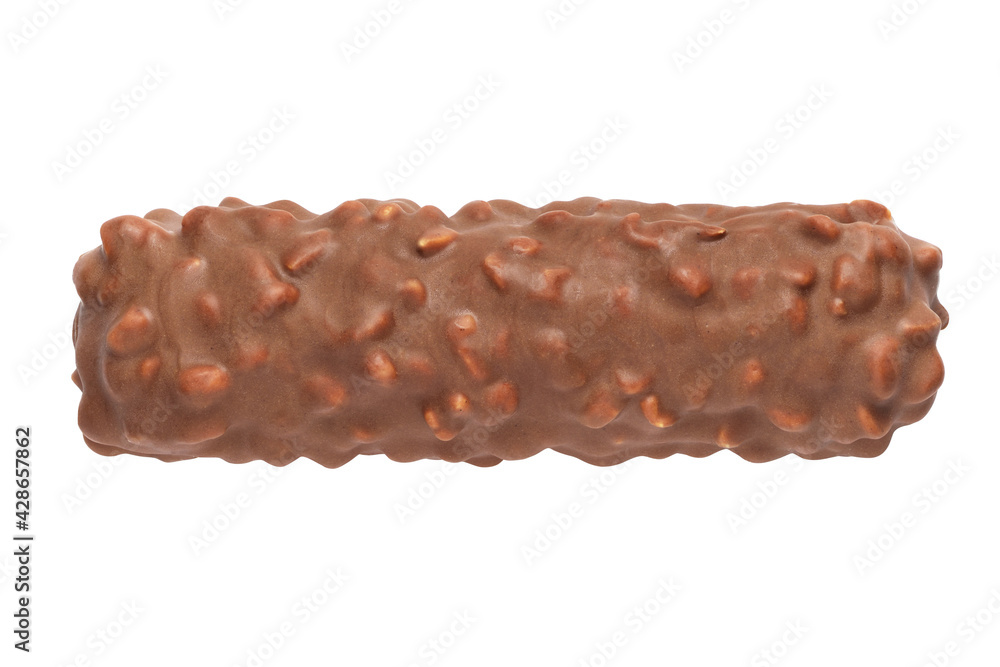 Candy bar or chocolate bar with peanuts isolated on white. Candy bar or chocolate bar with peanuts isolated on white.