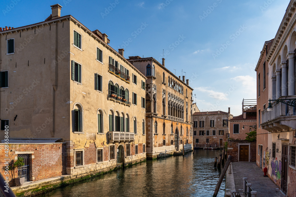 June view of Canal Rio di Noale in Venice, Italy