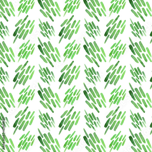 Fototapeta Naklejka Na Ścianę i Meble -  Watercolor seamless pattern. Abstract green streak line stroke background.