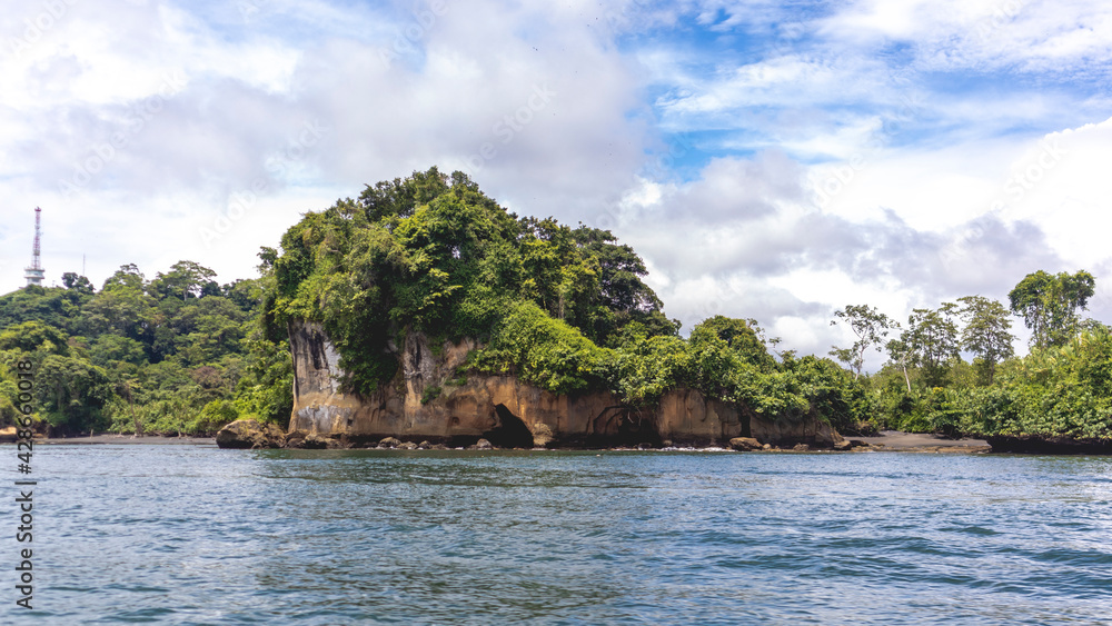 Tropical landscape of the Colombian Pacific, in Tumaco Nariño Colombia. Pacific Ocean.