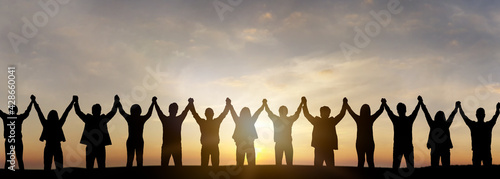 Silhouette of group business team. Teamwork concept.