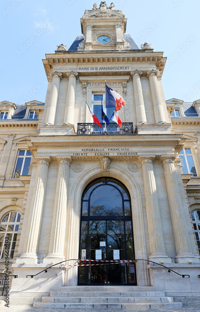 Fototapeta premium Town Hall of the Third district of Paris is a city or town hall that was built from 1864 until 1867.