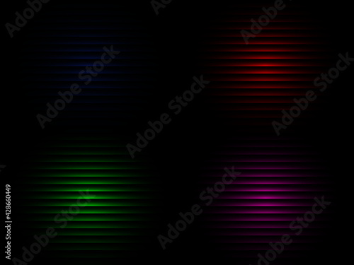 Set of 4 Horizontal stripes shadow abstract design