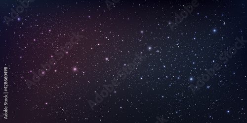 Beautiful galaxy background with nebula cosmos stardust and bright shining stars in universe, Vector illustration. © KICKINN