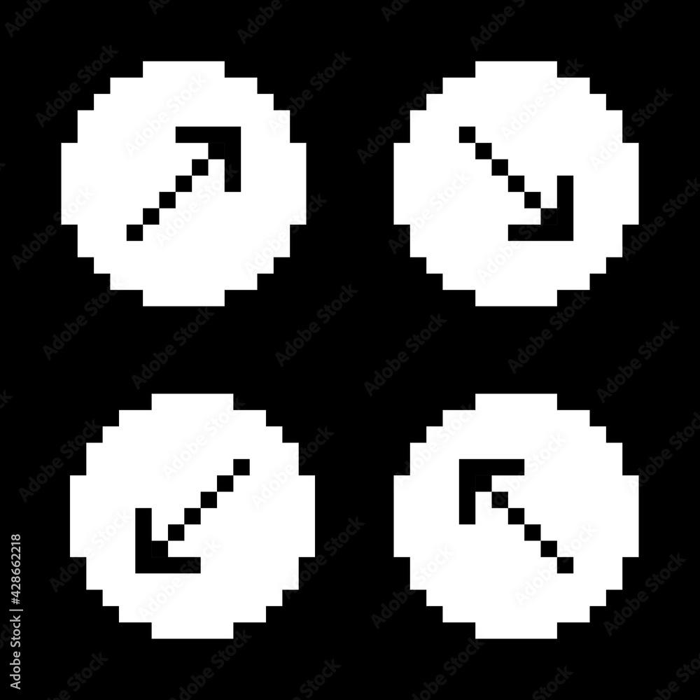 Arrow sign icon set. Black arrows on white background.