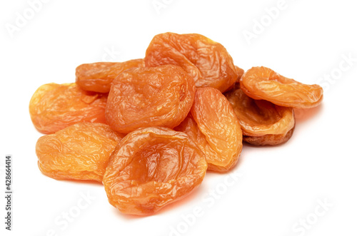 Bunch of appetizing dried apricots on a white background, natural sweets, dried apricots