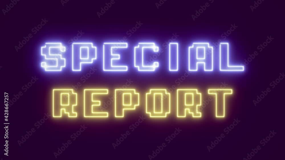 Flickering neon squared words: special report. Appearing on the screen with a laser effect. 8-bit retro style, vaporwave vibes.
Flickering neon squared words: special report. Appearing on the screen with a laser effect. 8-bit retro style, vaporwave vibes.