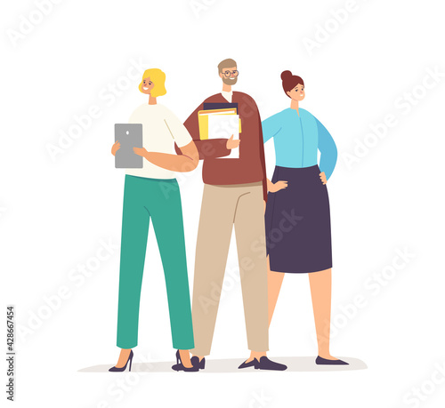 Best Employees Team Holding Documents in Hands Posing, Business Success, Leadership, Professionalism Concept with Clerks