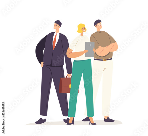 Business Success Concept. Successful Manager or Business People Character Wearing Office Wear Stand with Arms Akimbo