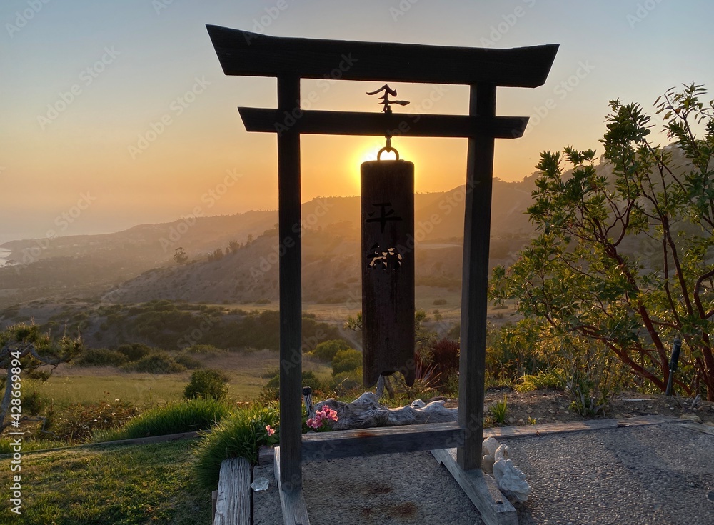 chinese temple at sunset for meditation and peace chinese temple at sunset for meditation and peace