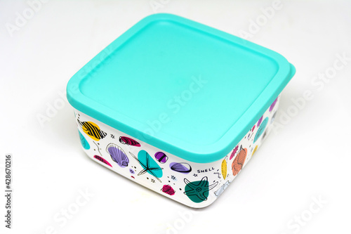 Stanly, Alexandria/Egypt - Apr 18, 2021: Tupperware cubix set summer design - Tupperware products is an American brand specializing in plastic products. - Image