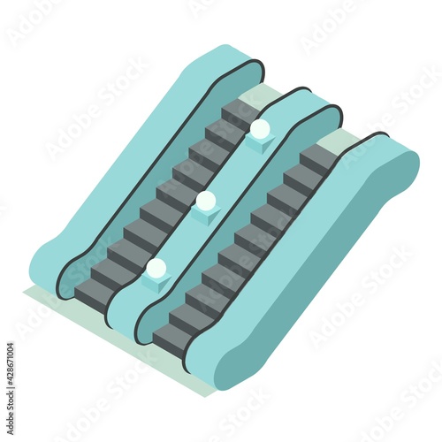 Railway station escalator icon. Isometric of Railway station escalator vector icon for web design isolated on white background