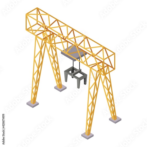 Railway construction crane icon. Isometric of Railway construction crane vector icon for web design isolated on white background