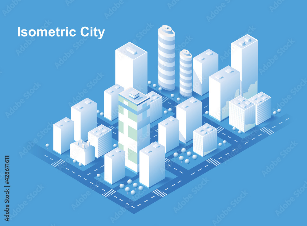Isometric city vector.Smart town with road , trees,smart city and public park,building 3d,capital , Vector office and metropolis concept. Trending image. Isometric city vector.Smart town with road , trees,smart city and public park,building 3d,capital , Vector office and metropolis concept. Trending image.