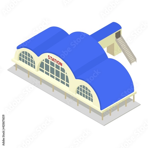 Modern railway station icon. Isometric of Modern railway station vector icon for web design isolated on white background