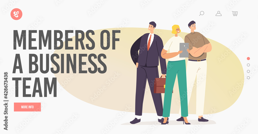 Business Success Landing Page Template. Successful Business People Character Wearing Office Wear Stand with Arms Akimbo Business Success Landing Page Template. Successful Business People Character Wearing Office Wear Stand with Arms Akimbo
