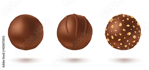 Vector set chocolate candies in realistic style.