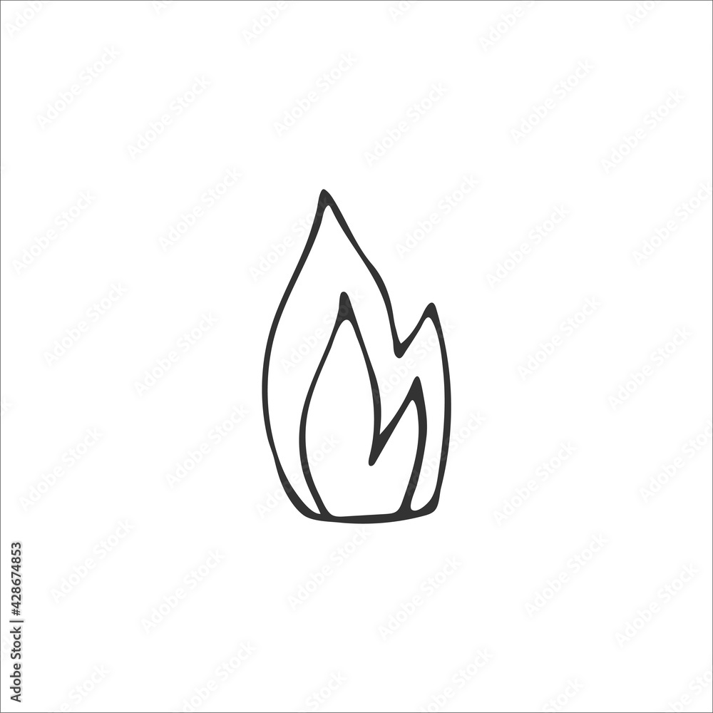 Hand-drawn flames of fire isolated on white background. Vector illustration Hand-drawn flames of fire isolated on white background. Vector illustration