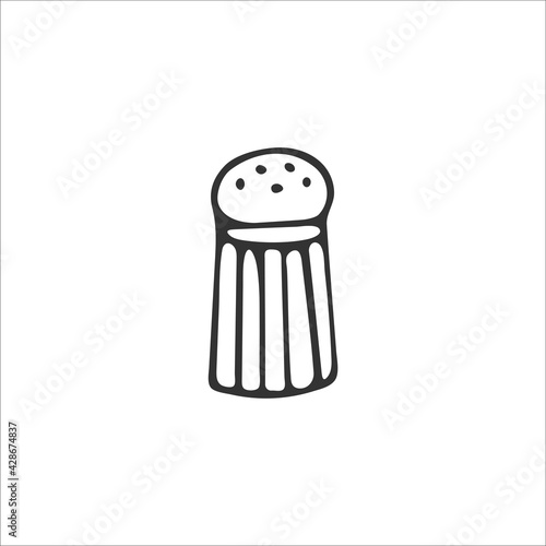 Hand-drawn jar for salt or pepper isolated on white background. Can be a Christian symbol Salt for the world. Vector illustration
