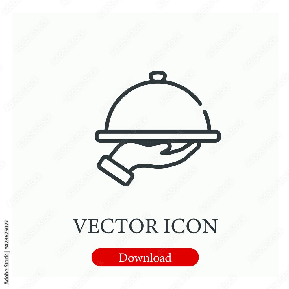 Serving dish vector icon. Editable stroke. Linear style sign for use on web design and mobile apps, logo. Symbol illustration. Pixel vector graphics - Vector Serving dish vector icon. Editable stroke. Linear style sign for use on web design and mobile apps, logo. Symbol illustration. Pixel vector graphics - Vector