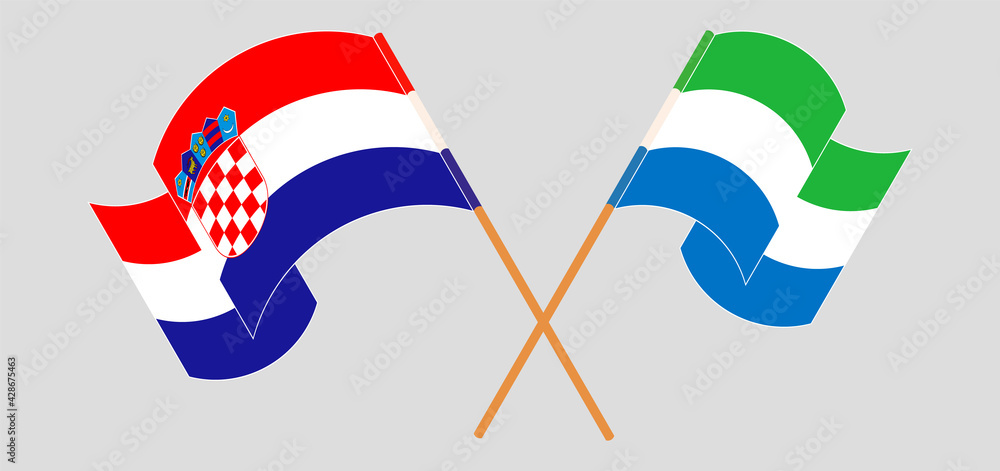 Crossed and waving flags of Croatia and Sierra Leone Crossed and waving flags of Croatia and Sierra Leone