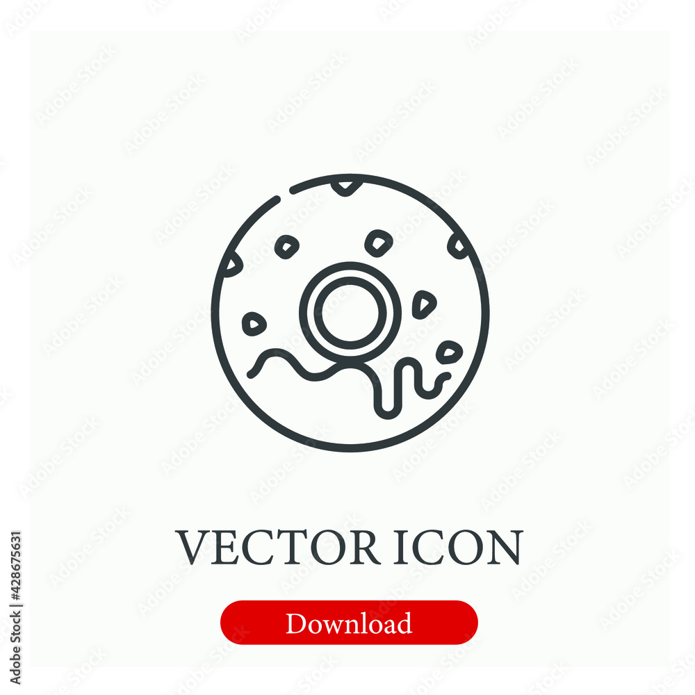 Donut vector icon.  Editable stroke. Linear style sign for use on web design and mobile apps, logo. Symbol illustration. Pixel vector graphics - Vector