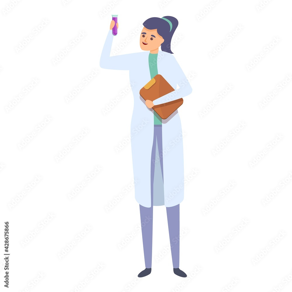 Woman research scientist icon. Cartoon of Woman research scientist vector icon for web design isolated on white background Woman research scientist icon. Cartoon of Woman research scientist vector icon for web design isolated on white background