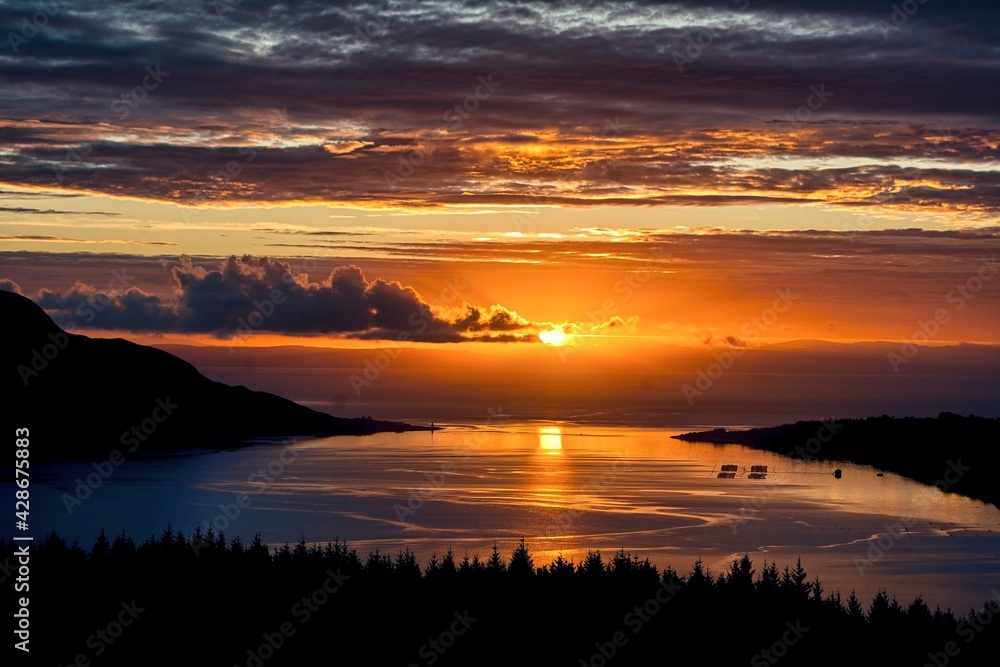 sunset over Scotland landscapes