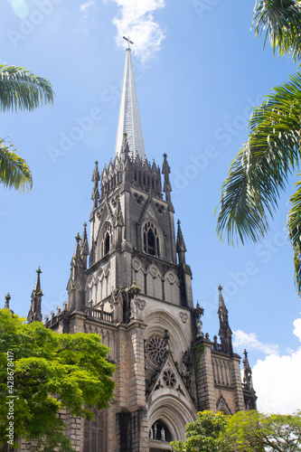 medieval style church tower, photo with depth of field effect