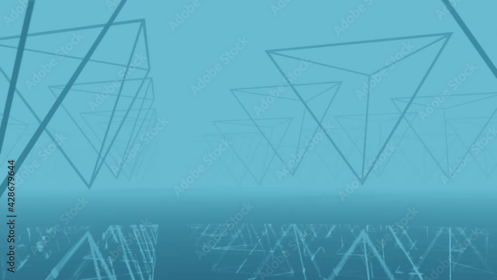 Inverted pyramids revolve over a mirrored surface. Seamless simple ...