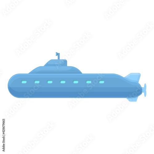 Military submarine icon. Cartoon of Military submarine vector icon for web design isolated on white background