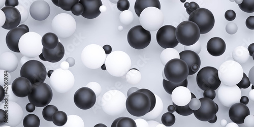 abstract geometric shape white and black balls sphere 3d render illustration