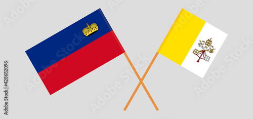 Crossed flags of Liechtenstein and Vatican. Official colors. Correct proportion