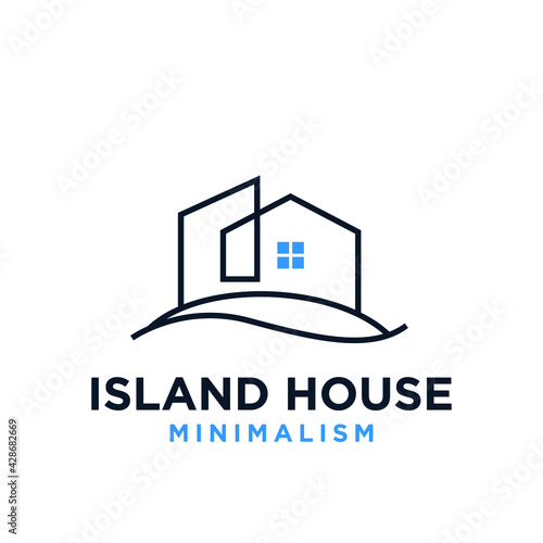 minimalism island house vector logo
