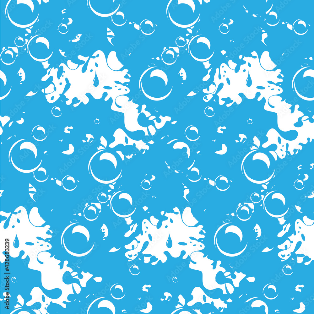 Water. Splash, splash. Seamless pattern. Vector image.