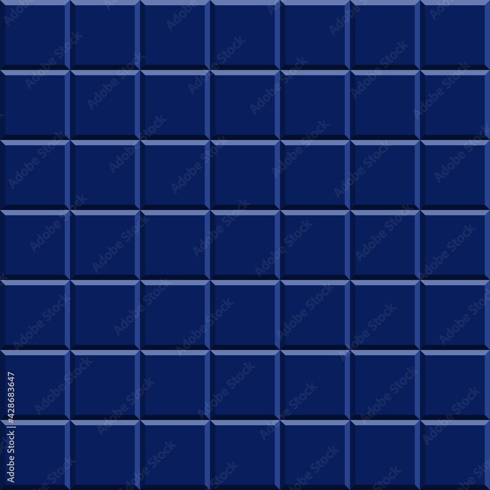 Dark blue bricks pattern on solid sheet of wallpaper. Concept of home decor and interior designing