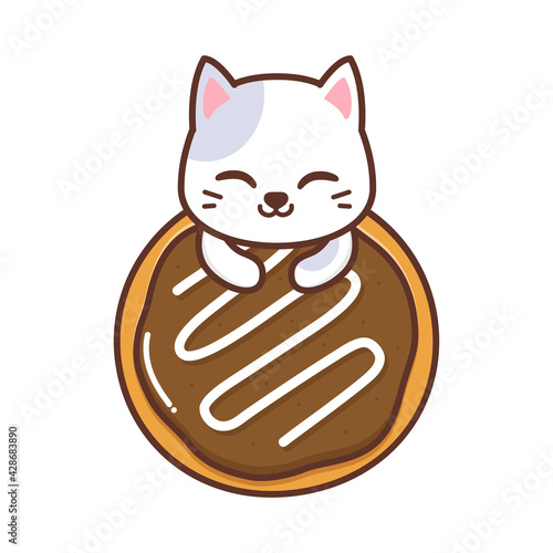 cute cat with big doughnut