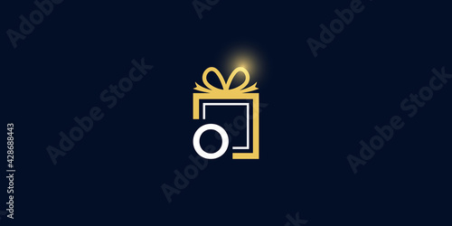 Letter o gift logo vector template download modern square design with luxury light effect