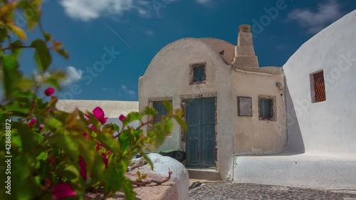 Wallpaper Mural sunny day santorini island fira town house front street panorama timelapse 4k greece Torontodigital.ca