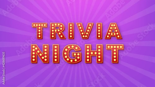 Retro light text trivia night. Retro light bulb. Motion graphics.