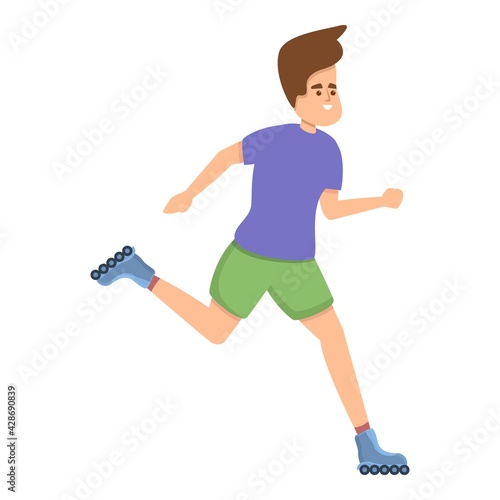 Boy rollerblading activity icon. Cartoon of Boy rollerblading activity vector icon for web design isolated on white background