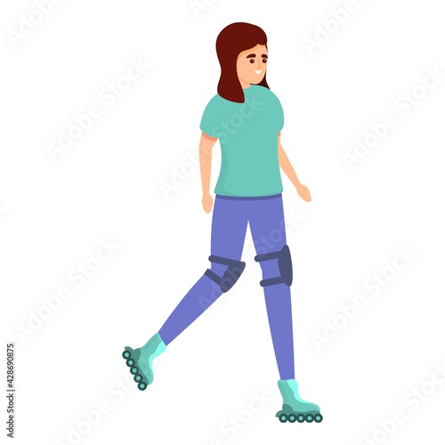 Girl rollerblading activity icon. Cartoon of Girl rollerblading activity vector icon for web design isolated on white background