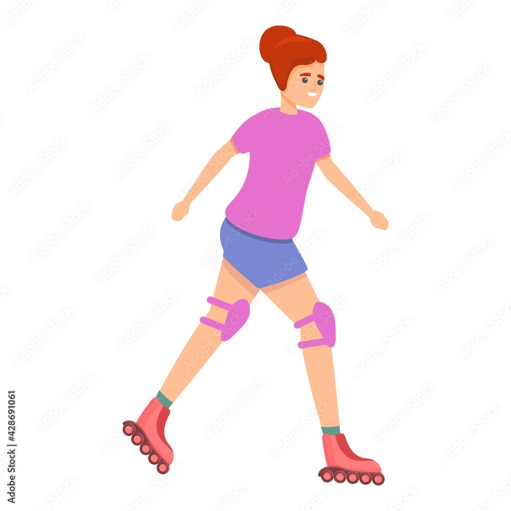 Woman rollerblading icon. Cartoon of Woman rollerblading vector icon for web design isolated on white background