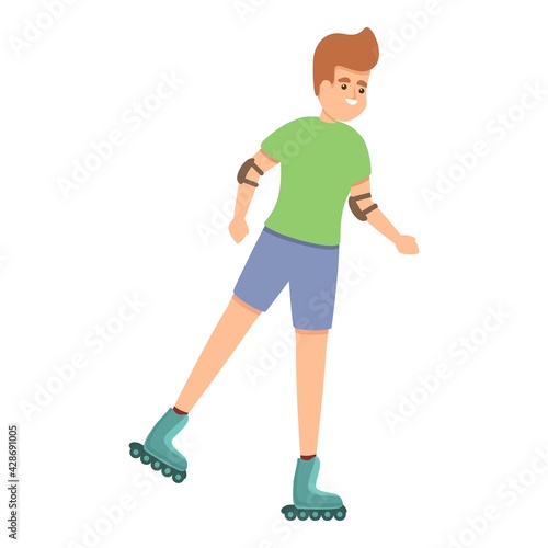 Boy lifestyle rollerblading icon. Cartoon of Boy lifestyle rollerblading vector icon for web design isolated on white background