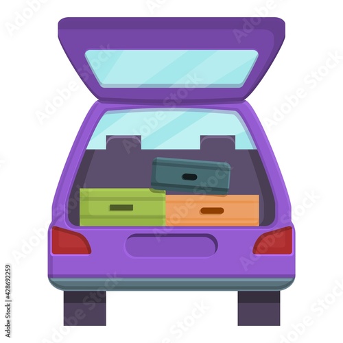 Travel trunk car icon. Cartoon of Travel trunk car vector icon for web design isolated on white background