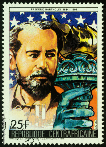 French sculptor Frederic Auguste Bartholdi and hand with torch photo